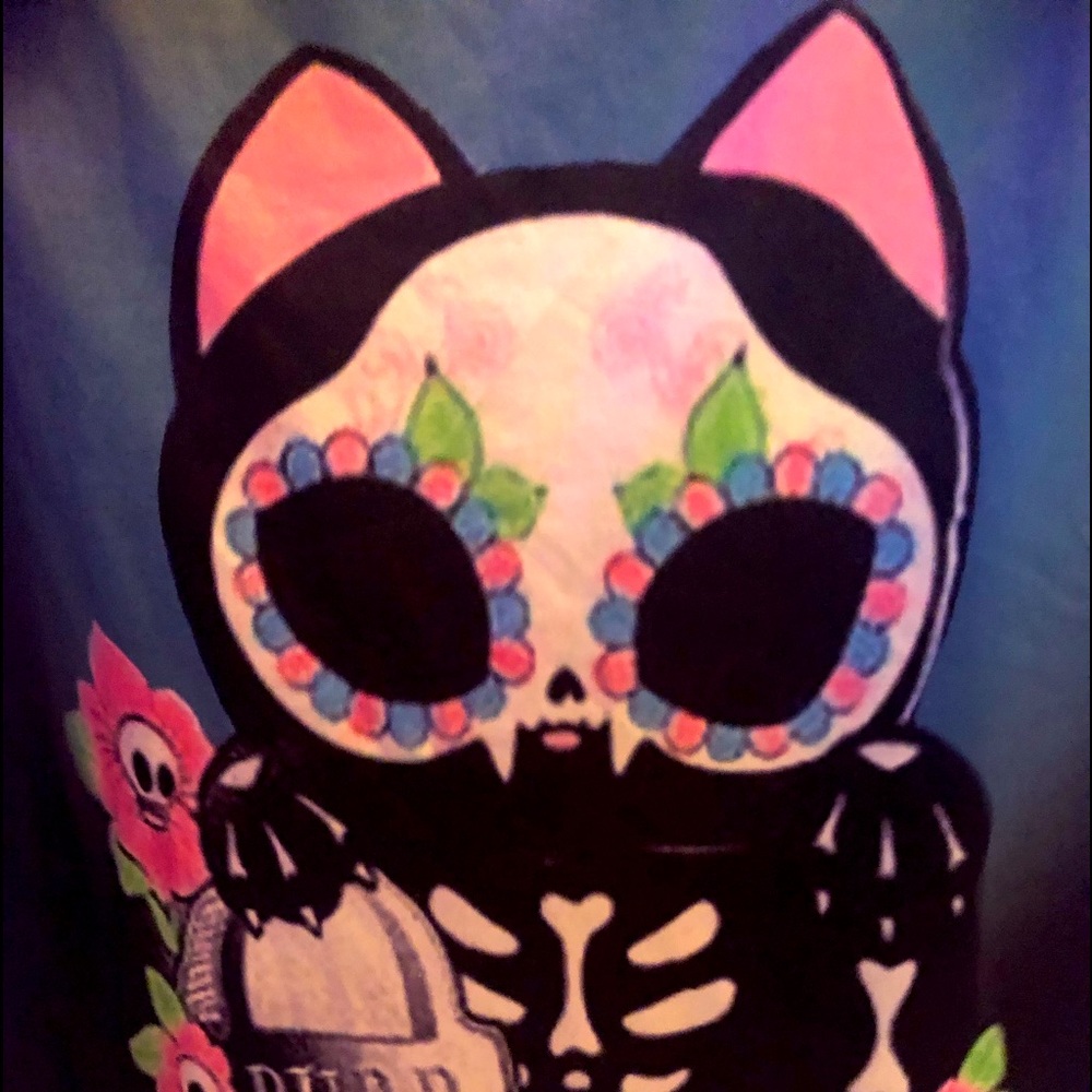 💗de la muerta cat 🐈‍⬛ W/  cute  skull and bones bows 🖤